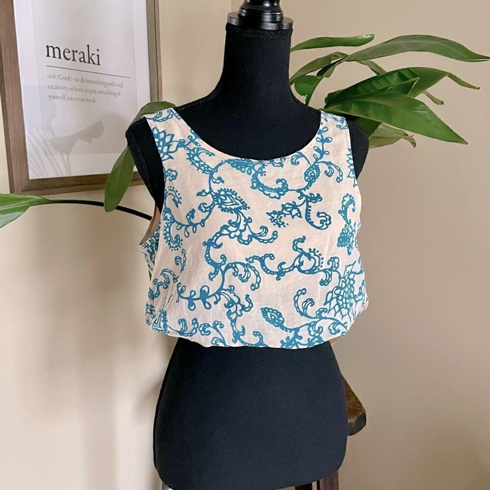 Free People Embroidered Cropped Tank Top Blouse